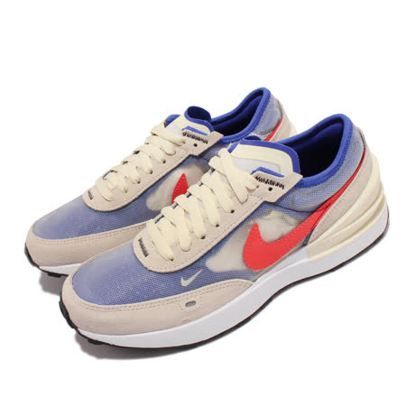 Nike 休閒鞋 Waffle One GS 運動 女鞋 小Sacai 透明網布 麂皮 穿搭 大童 米白橘 DC0481-101 DC0481-101