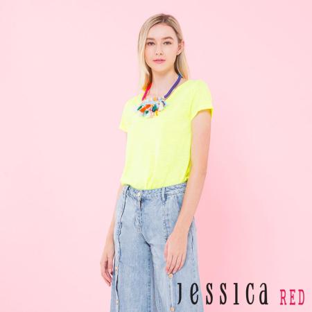 JESSICA RED 
馬卡龍繽紛魅力短袖T恤(熒光黃）