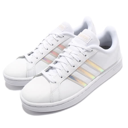 Adidas 休閒鞋 Grand Court 白 銀 女鞋 運動鞋 愛迪達 皮革鞋面 FW3734