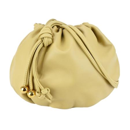 BOTTEGA VENETA The Mini Bulb束口燈泡造型小牛皮斜背包(米黃) 
