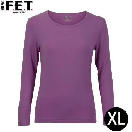 遠東FET女圓領輕暖發熱衣 紫-XL