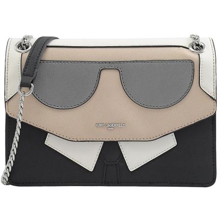 KARL LAGERFELD 卡爾 老佛爺公仔造型三用鍊包.黑 大