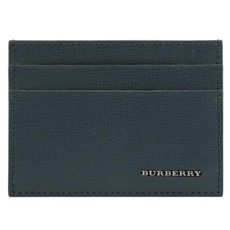 BURBERRY 4052237 SANDON經典格紋牛皮證件卡夾.藍綠