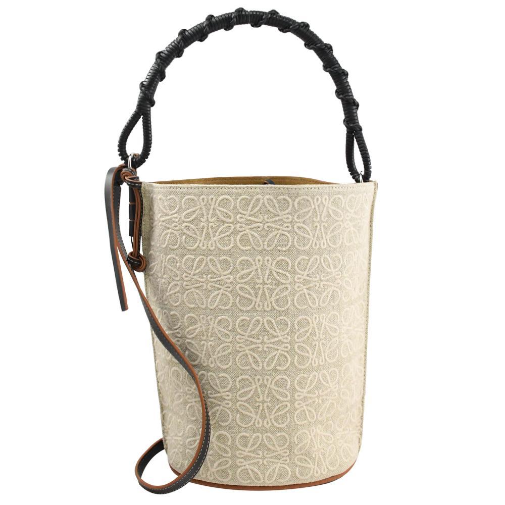 LOEWE Bucket Handle Bag 帆布拼接兩用水桶包.米/黑
