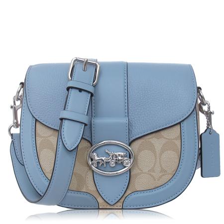 COACH 
拼接 經典 PVC / Georgie Saddle 小款 / 斜背 馬鞍包_卡其藍