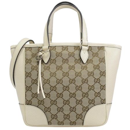 GUCCI 449241 BREE 雙G緹花皮革拼接二用包.白