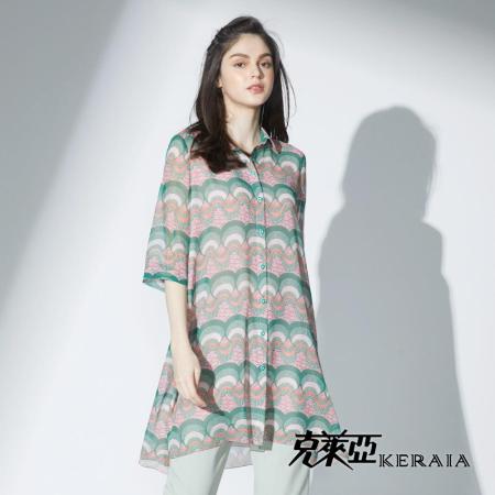 【KERAIA 克萊亞】日式和風輕薄長版襯衫