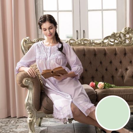 華歌爾睡衣-奢華系列 M-L奢華知性純棉七分袖洋裝(薄荷綠) NNE11821C2