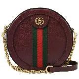 GUCCI 550618 Ophidia MINI GG 斜背圓餅包.酒紅