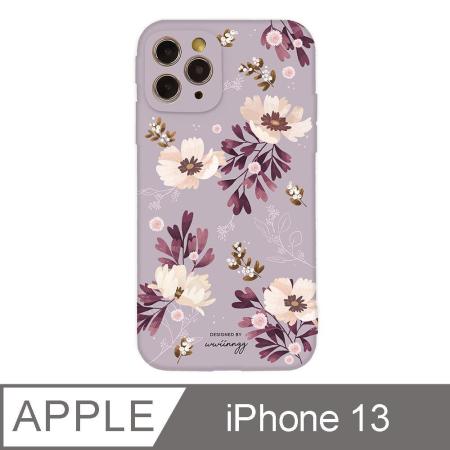 iPhone 13  6.1吋 wwiinngg粉紫花茶全包抗污iPhone手機殼