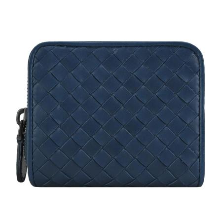 BOTTEGA VENETA
經典編織小牛皮拉鍊零錢短夾(深藍)
