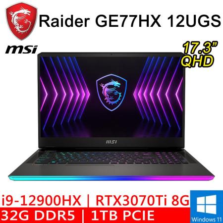 (下殺9折)MSI微星 Raider GE77HX 12UGS-005TW 17.3吋 筆電-原廠機