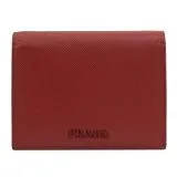 【全新福利品】PRADA 1MV204 Saffiano 浮雕LOGO粒面扣式短夾.紅