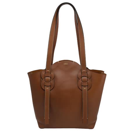 CHLOE Tote Darryl 大容量小牛皮肩背托特包.紅棕