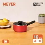 【MEYER 美亞】IH導磁陶瓷不沾單柄湯鍋16CM/1.4L(含蓋) - BAUHAUS革新紅系列