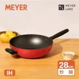 【MEYER 美亞】IH導磁陶瓷不沾炒鍋28CM - BAUHAUS革新紅系列