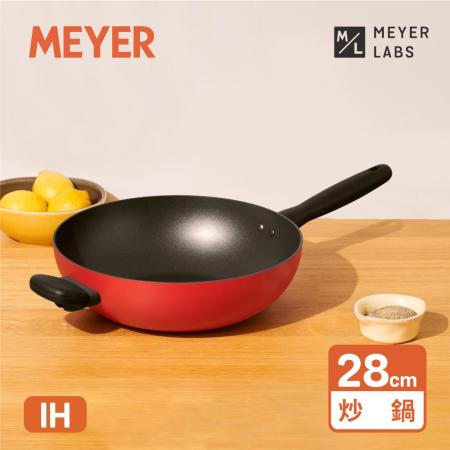 【MEYER 美亞】IH導磁陶瓷不沾炒鍋28CM - BAUHAUS革新紅系列