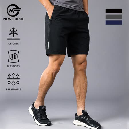 NEW FORCE 
黑彈力清爽鬆緊休閒短褲