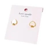 KATE SPADE 珍珠母貝愛心耳環-金色