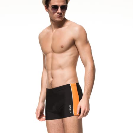 沙兒斯
 直紋桔邊飾四角男泳褲