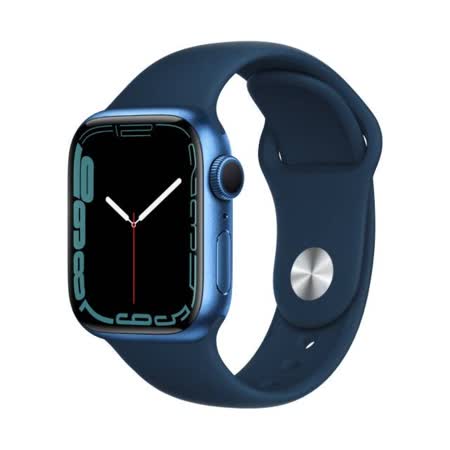 Apple Watch S7 GPS, 45mm 藍色鋁金屬錶殼深邃藍色運動型錶帶