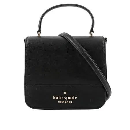 【Kate Spade】Staci 防刮皮革方形手提/斜背二用包(黑色)