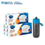 【德國 BRITA】MAXTRA Plus濾芯-去水垢專家9入 送隨身濾水瓶(桃紅/藍色) 運動瓶-藍色
