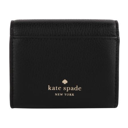 Kate spade 金屬桃logo 荔枝紋皮革暗釦零錢包(黑)