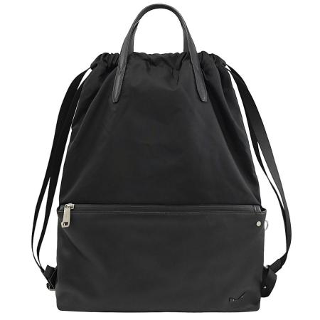 FENDI 7VZ034 經典小怪獸尼龍拼接牛皮束口後背包.黑