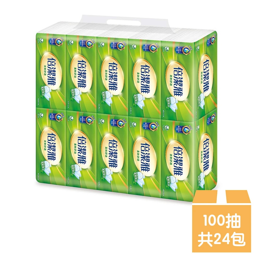 【PASEO 倍潔雅】柔軟舒適抽取式衛生紙100抽x12包x2袋