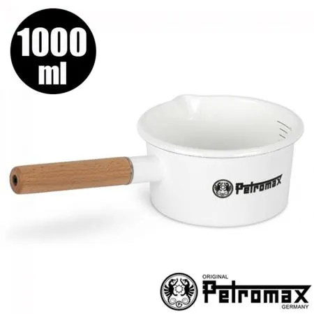 【德國 Petromax】Enamel Pan 天然木質單柄琺瑯鍋(1000ml)/px-panen1-w 白