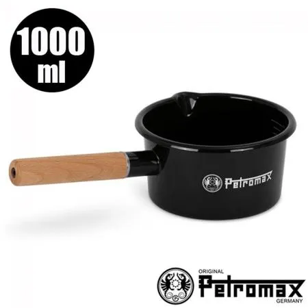 【德國 Petromax】Enamel Pan 天然木質單柄琺瑯鍋(1000ml)/px-panen1-s 黑