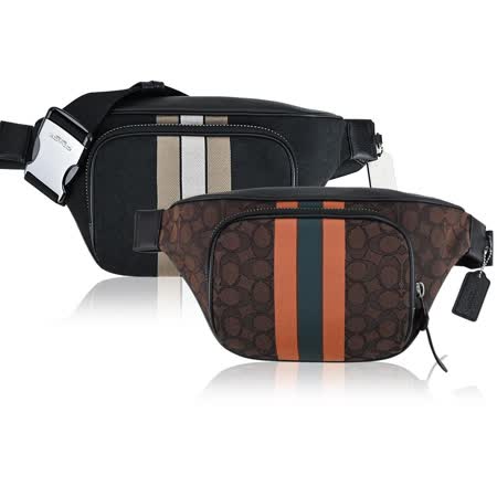 COACH 
緹花拼接皮革男腰包