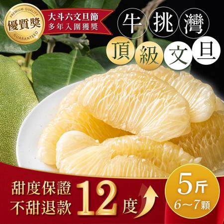 家購網嚴選x雲林良品 斗六牛挑灣頂級文旦5斤(6-7顆/盒)