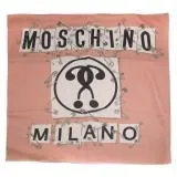 MOSCHINO 03222 M1846 品牌大LOGO印花混紡薄圍巾.粉