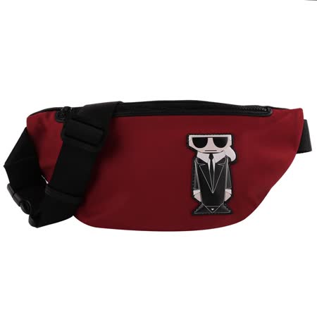 KARL LAGERFELD-老佛爺貼標圖案尼龍腰包(紅/大)