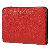 MARC JACOBS 馬克賈伯 浮雕LOGO粒紋扣式短夾.紅