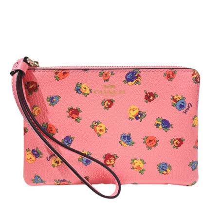 COACH 
花朵PVC材質手拿包