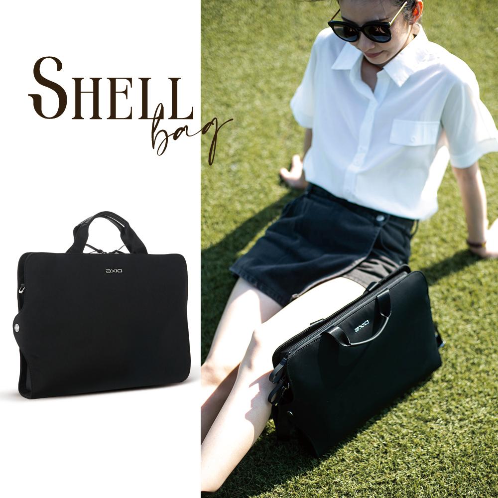 AXIO Shell BRIEFCASE 經典手作頂級貝殼公事包(shell-FB) 黔黑色-贈AXIO醫療口罩