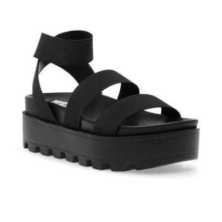 【STEVE MADDEN】BEDROCK 厚底繞踝繃帶涼鞋(黑色)