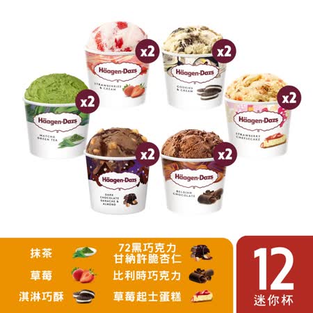 【哈根達斯 Häagen-Dazs】奢華巧克力迷你杯100ml 12入組