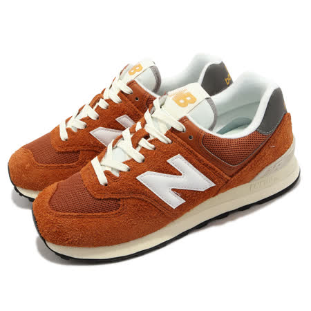 New Balance 休閒鞋 574 橘紅 磚紅 白 灰 男鞋 女鞋 復古 麂皮 緩震 U574HT2D