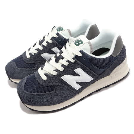 New Balance 休閒鞋 574 深藍 灰藍 白 男鞋 女鞋 復古 麂皮 反光 緩震 U574RH2 D