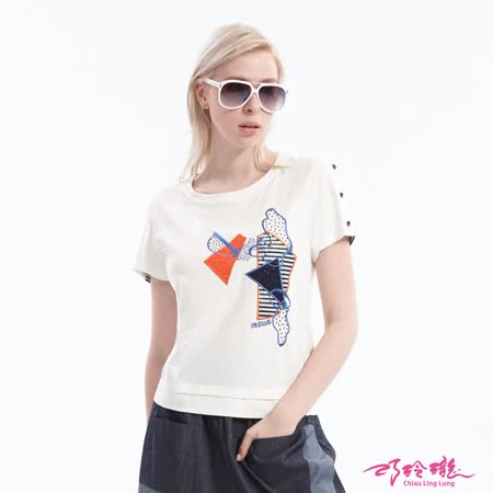 CLL巧玲瓏 
亮彩幾何繡花造型上衣