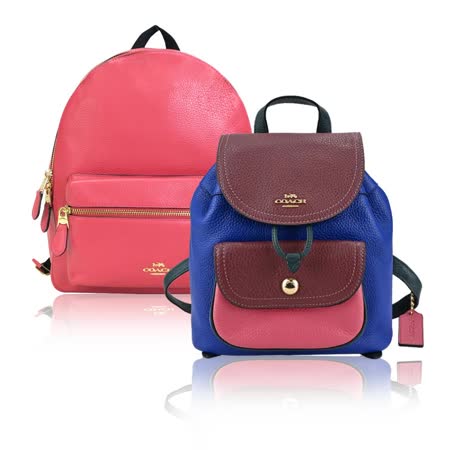 COACH 
荔枝紋皮革後背包