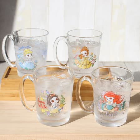 【Disney 迪士尼】公主系列玻璃馬克杯-共四款任選