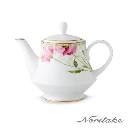 【日本 Noritake】湖畔花語金邊-茶壺(可微波)