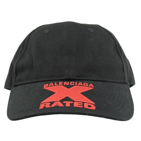 BALENCIAGA 巴黎世家 617144 X RATED 棉質棒球帽.黑