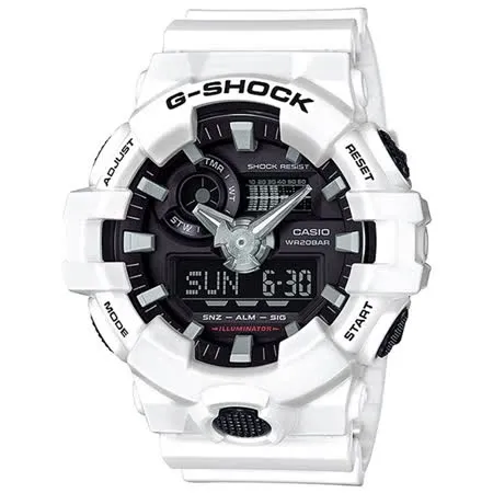 G-SHOCK 時尚雙顯男錶 橡膠錶帶  雙顯錶 防水200米 GA-700-7A