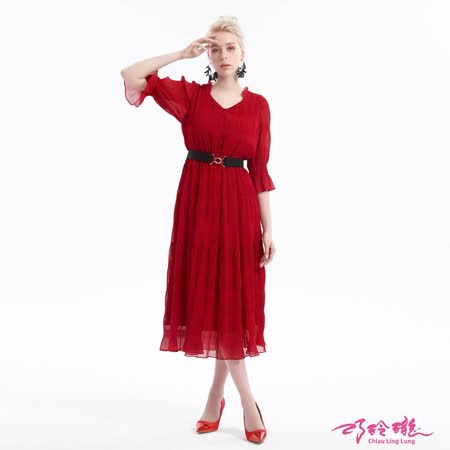 CLL巧玲瓏 
名媛風細褶雪紡洋裝